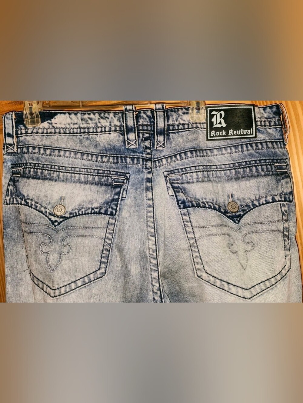 Rock Revival Evan Alt Straight Jeans Mens SZ 42 Distressed Y2K Flap Pocket